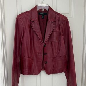 INC International Concepts Burgundy Leather Blazer